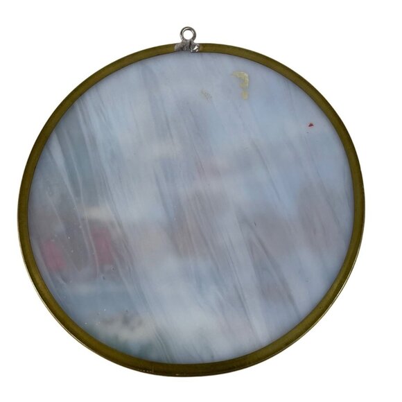 Vintage Merry Christmas Glass Window Suncatcher MulticolWinter Scene Sled Horses - Picture 5 of 8